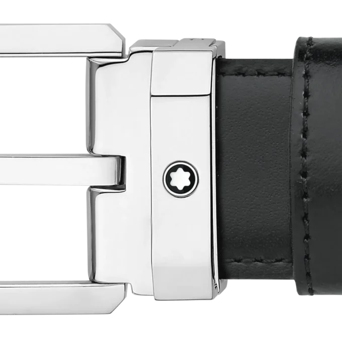 Sort/brunt 30 mm vendbart læderbælte