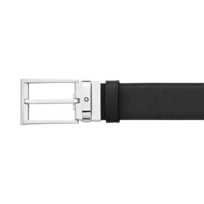 Sort/brunt 35 mm vendbart læderbælte Sort/brunt 35 mm vendbart læderbælte