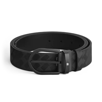 Sort læderbælte, 35 mm