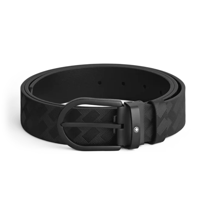 Sort læderbælte, 35 mm