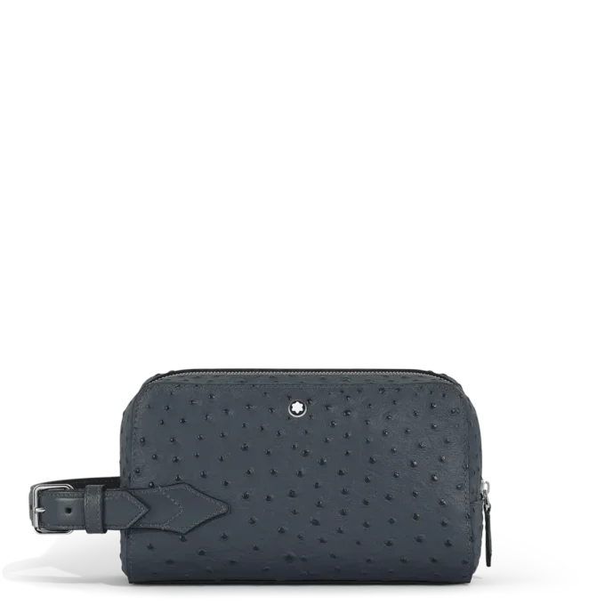 Toilettaske i strudselæder med prægning Toilettaske i strudselæder med prægning