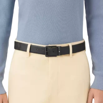 Trykt sort/ensfarvet sort 35 mm vendbart læderbælte