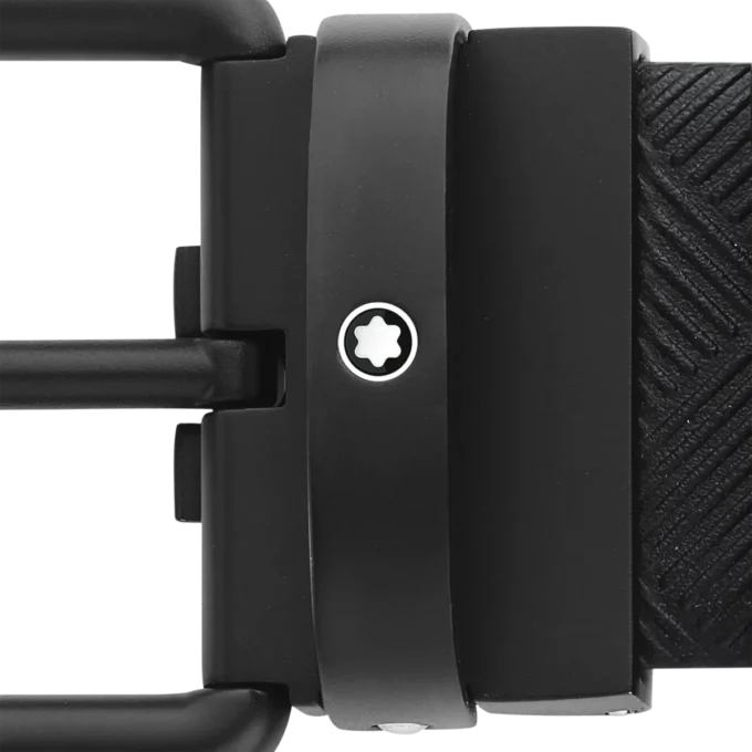 Trykt sort/ensfarvet sort 35 mm vendbart læderbælte