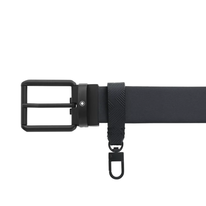 Trykt sort/ensfarvet sort 35 mm vendbart læderbælte