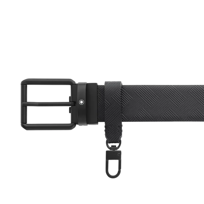 Trykt sort/ensfarvet sort 35 mm vendbart læderbælte